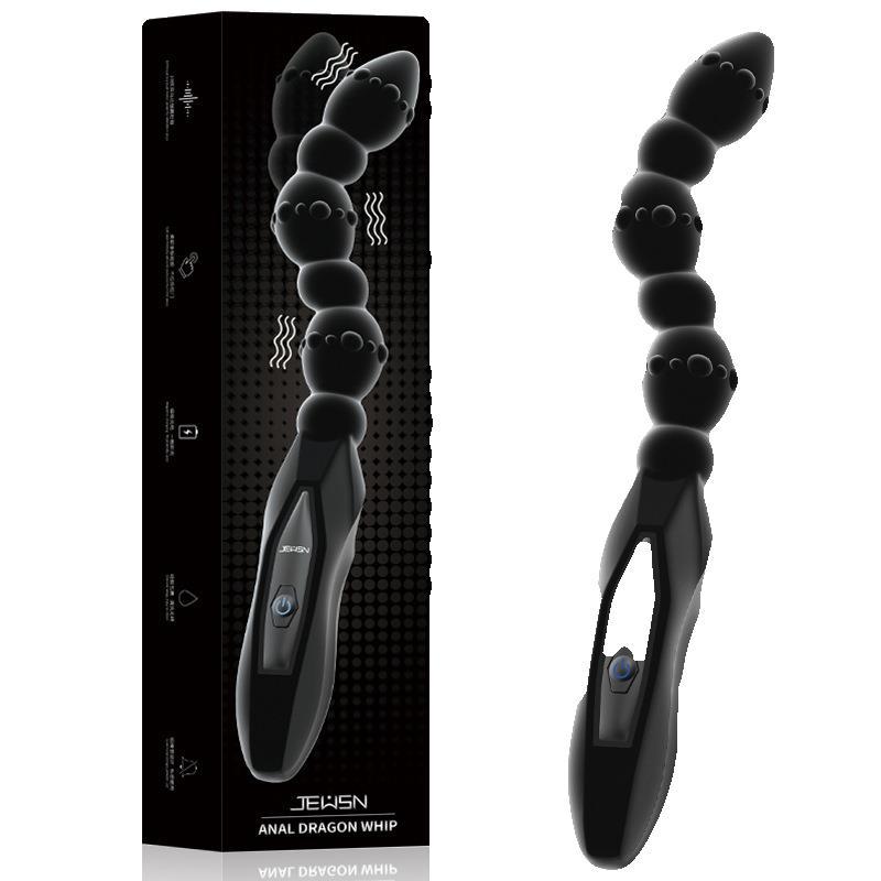 Silicone Beaded Anal Plug with Vibrating Dragon Whip – Dual Sensation
