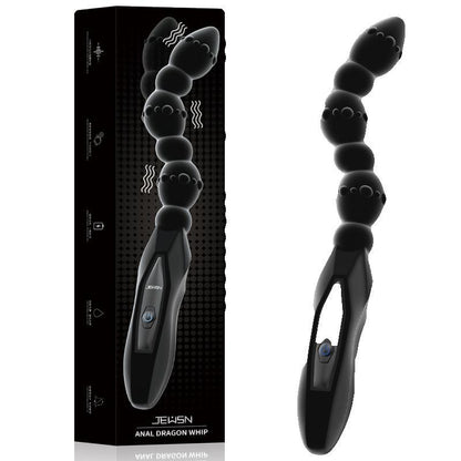Silicone Beaded Anal Plug with Vibrating Dragon Whip – Dual Sensation