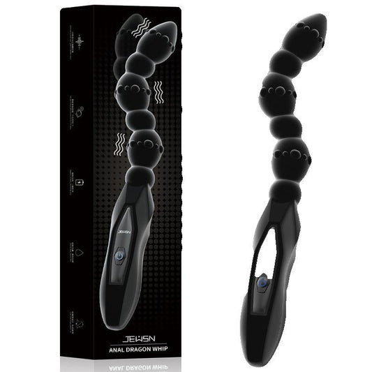 Silicone Beaded Anal Plug with Vibrating Dragon Whip – Dual Sensation
