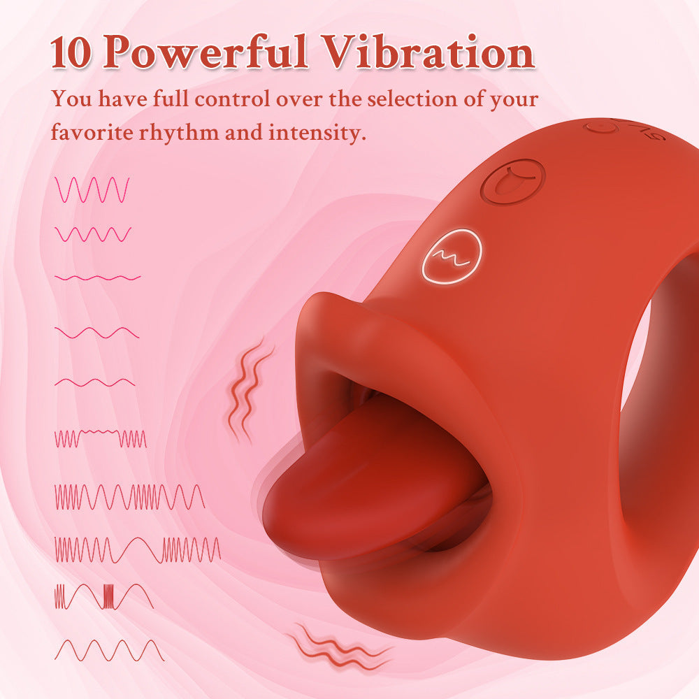 Dual Motor Tongue Vibrator, 10 Patterns Each, Rechargeable Female Adult Toy with Independent Control