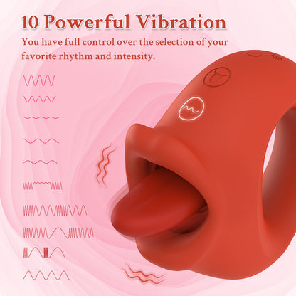 Dual Motor Tongue Vibrator, 10 Patterns Each, Rechargeable Female Adult Toy with Independent Control