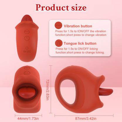 Dual Motor Tongue Vibrator, 10 Patterns Each, Rechargeable Female Adult Toy with Independent Control