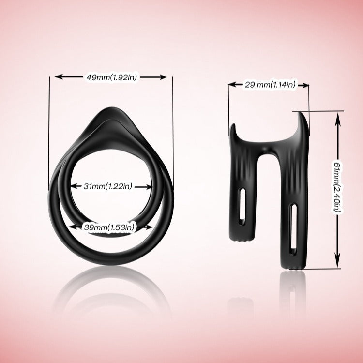 Triple Locking Cock Ring – 3-Ring Silicone Penis Ring for Delay &amp; Control