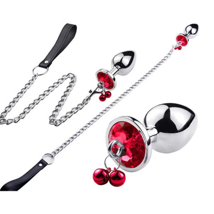 Heart-Shaped Alloy Anal Plug – Detachable Chain &amp; Bell, Safe and Comfortable Intimate Play