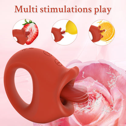 Dual Motor Tongue Vibrator, 10 Patterns Each, Rechargeable Female Adult Toy with Independent Control