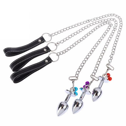 Heart-Shaped Alloy Anal Plug – Detachable Chain &amp; Bell, Safe and Comfortable Intimate Play