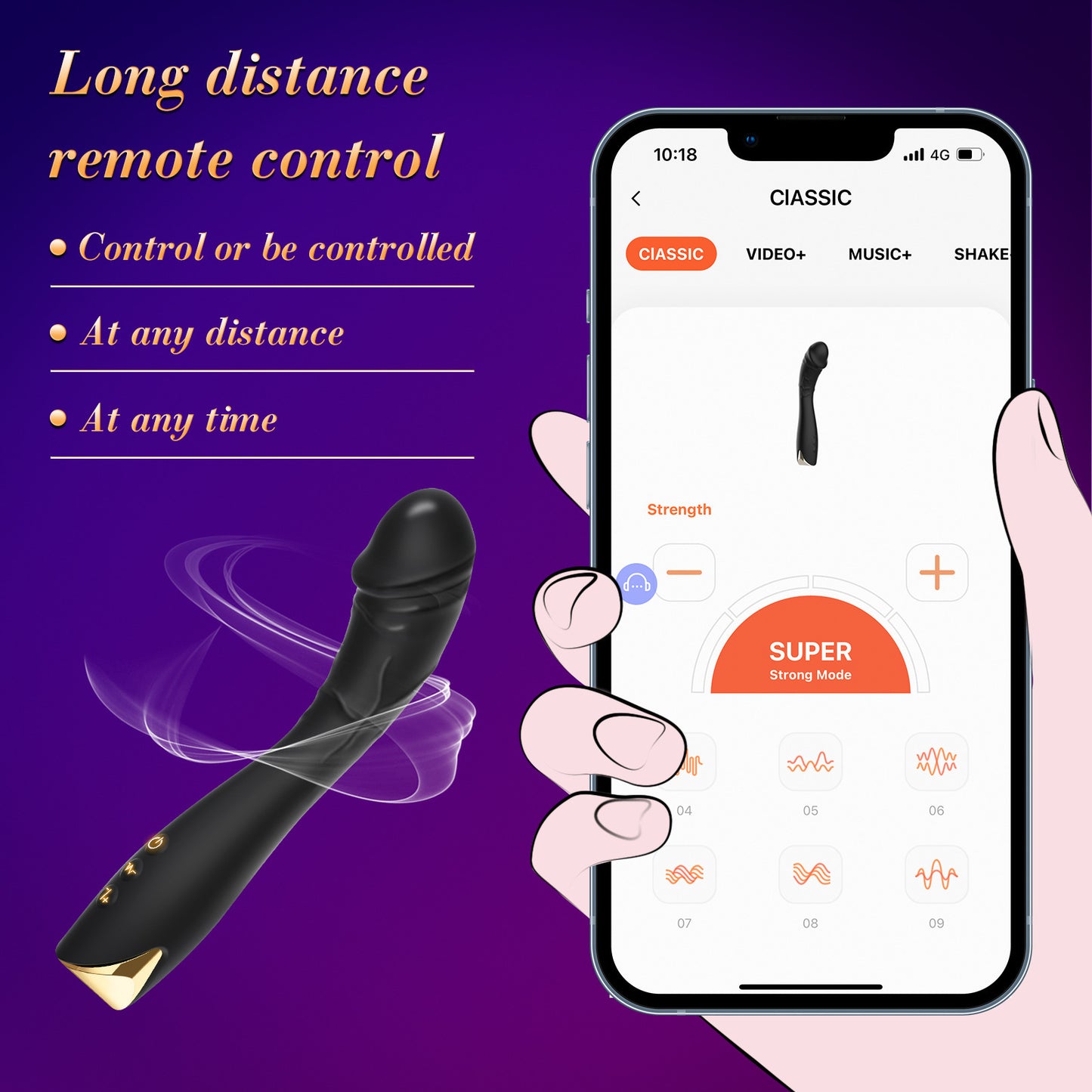 G-spot vibration rod APP-style self-pleasuring device with strong vibration for AV female sexual stimulation adult product
