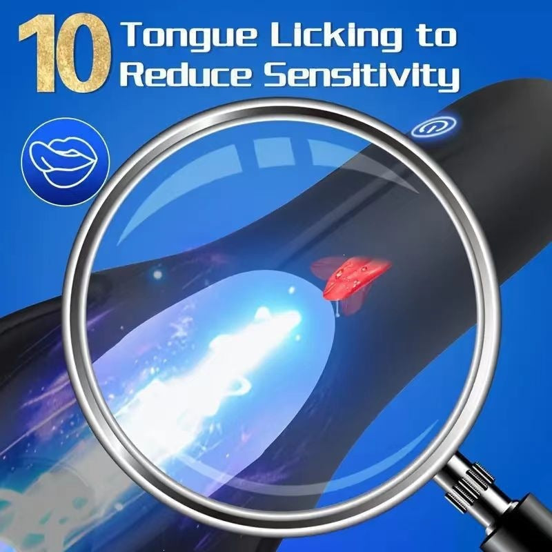 3-in-1 Tongue Licking Vibrating Masturbator – Licker · Vibrator · Trainer