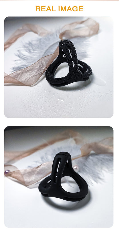 Triple Locking Cock Ring – 3-Ring Silicone Penis Ring for Delay &amp; Control