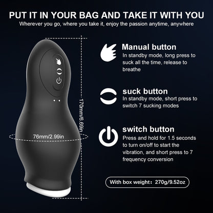 Automatic Male Masturbator with 7 Vibration &amp; 7 Suction Modes