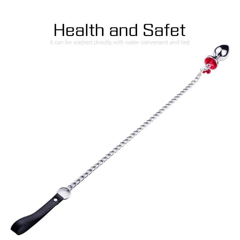 Heart-Shaped Alloy Anal Plug – Detachable Chain &amp; Bell, Safe and Comfortable Intimate Play