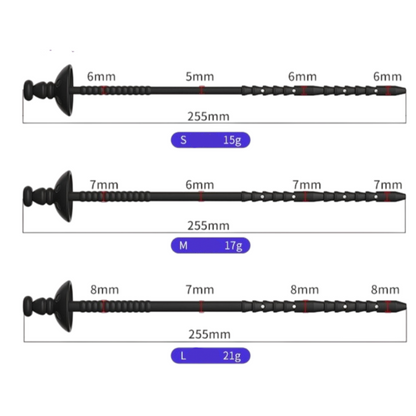 3 piece set 9-Hole Silicone Urethral Sound – 255mm Extended Length for Deep Stimulation