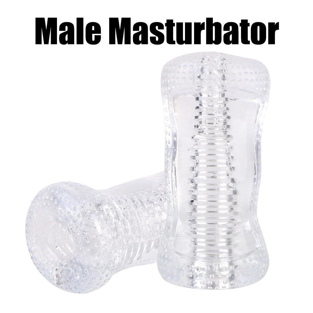 Transparent Double-Ended Male Masturbator – Soft TPE, Solo or Couples Play