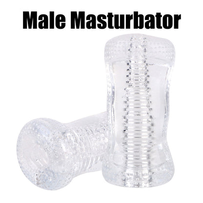 Transparent Double-Ended Male Masturbator – Soft TPE, Solo or Couples Play