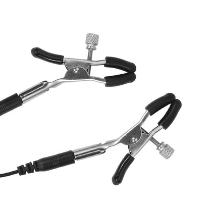 Upgraded Dual-Electrode Nipple &amp; Clitoris Clamps – Positive &amp; Negative Stimulation · Adjustable Tension · Insulated Handle