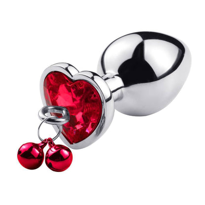 Heart-Shaped Alloy Anal Plug – Detachable Chain &amp; Bell, Safe and Comfortable Intimate Play