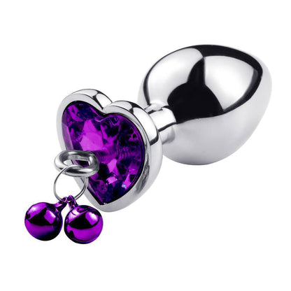 Heart-Shaped Alloy Anal Plug – Detachable Chain &amp; Bell, Safe and Comfortable Intimate Play