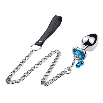 Heart-Shaped Alloy Anal Plug – Detachable Chain &amp; Bell, Safe and Comfortable Intimate Play