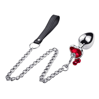 Heart-Shaped Alloy Anal Plug – Detachable Chain &amp; Bell, Safe and Comfortable Intimate Play