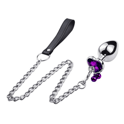 Heart-Shaped Alloy Anal Plug – Detachable Chain &amp; Bell, Safe and Comfortable Intimate Play