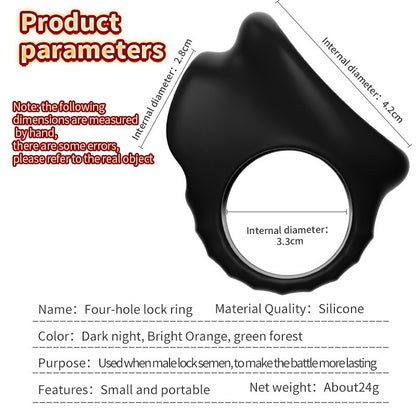 4-Hole Physical Locking Ring – Delay &amp; Last Longer · Skin-Friendly Silicone · Triple Lock Mechanism